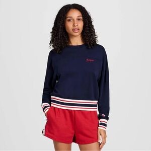 LIMITED ED Champion Cropped Crewneck Sweatshirt XL NWT red, white, blue